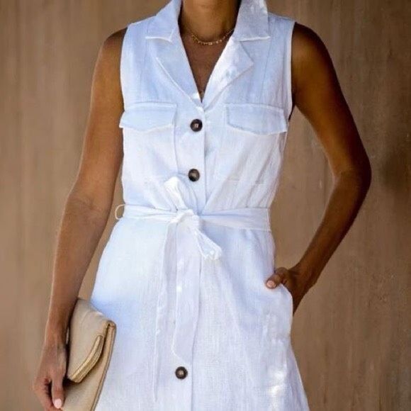 Vici Dresses & Skirts - ✨HP✨VICI Vital Style Pocketed Utility White Sz Large Dress✨